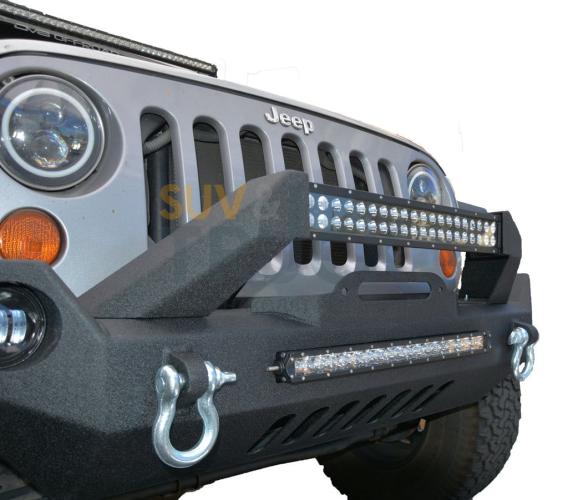 Steel Mid Front Bumper 17 w/ Fog Lights for 07-17 Jeep Wrangler