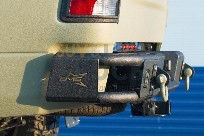 Задний силовой бампер BMS ALFA для Dodge Ram 2009-18, полимерное покрытие + цинк
