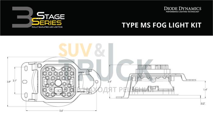 Комплект противотуманных янтарных LED-фар SS3 Pro MS с кронштейнами