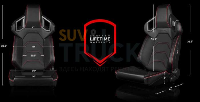 Спортивные сиденья серии Alpha-X, черные/красная строчка/низкая базовая версия
