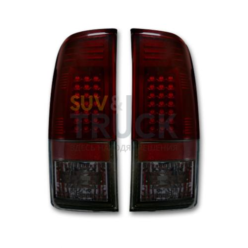 Ford Superduty F250HD/350/450/550 99-07 & F150 97-03 Straight aka "Style" Side LED Tail Lights - Dark Red Smoked Lens