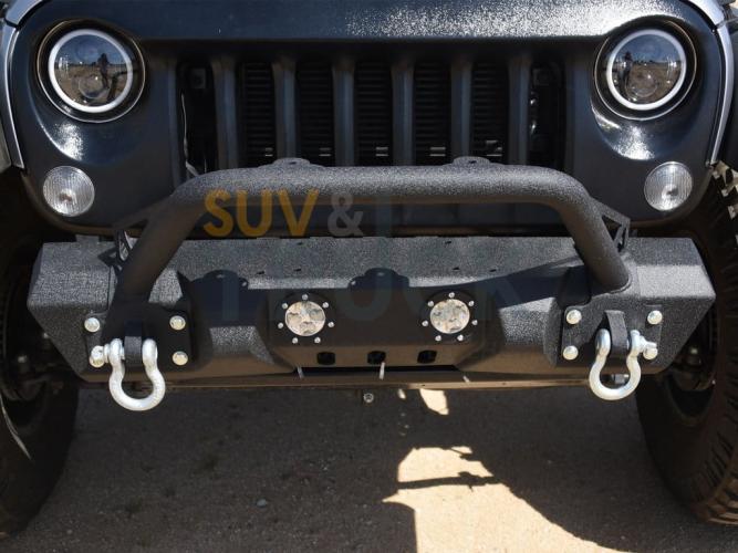 Steel Mid Front Bumper 11 w/ LED Lights for 07-17 Jeep Wrangler
