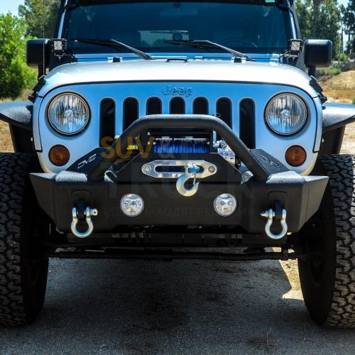 Steel Stubby Front Bumper 13 w/ Fog Lights for 07-17 Jeep Wranglers