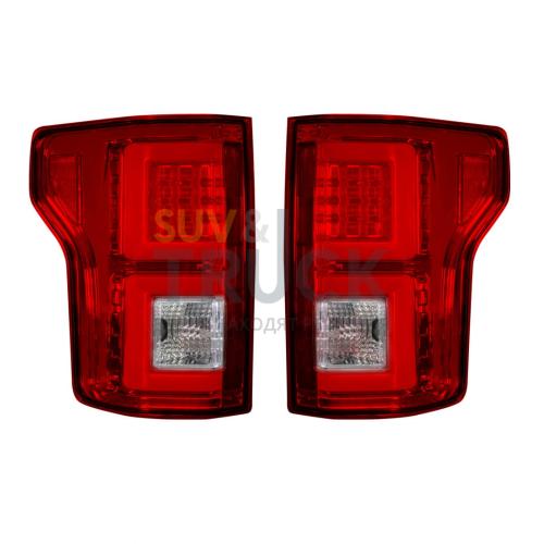 Ford F150 15-17 (Replaces OEM Halogen Style Tail Lights) LED TAIL LIGHTS - Red Lens