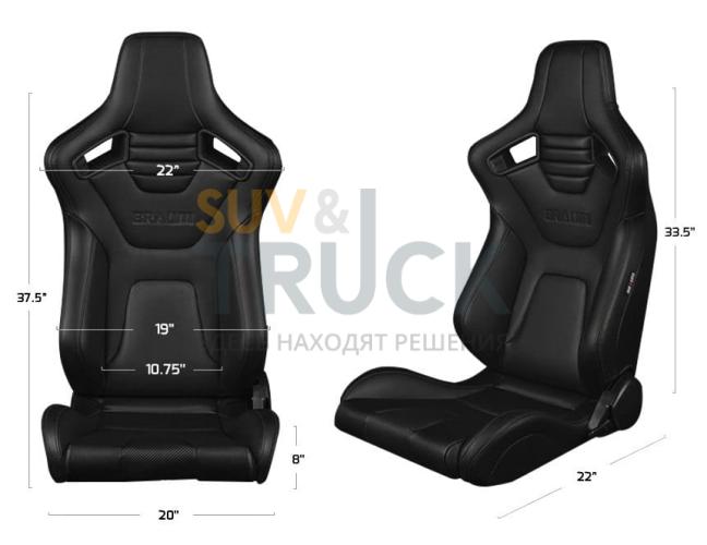 Спортивные сиденья анатомические серии Elite-X Series Sport Seats - Komodo Edition | Black Leatherette (Black Stitching)