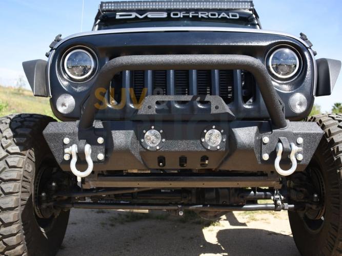 Steel Mid Front Bumper 11 w/ LED Lights for 07-17 Jeep Wrangler