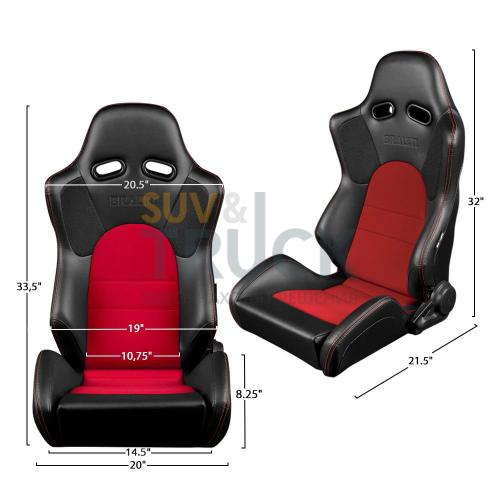 Спортивные сиденья анатомические серии Advan - чёрные с красными вставками