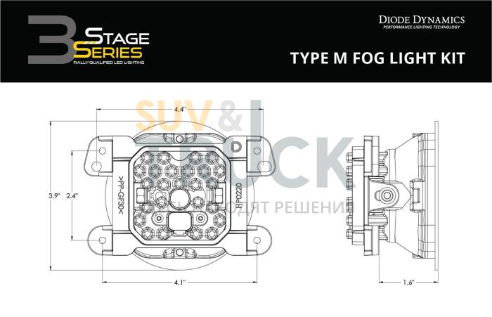 Комплект противотуманных белых LED-фар SS3 Sport тип M