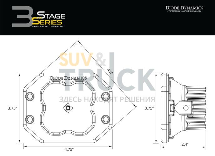 Желтый врезной LED-модуль SS3 Pro, рабочий свет