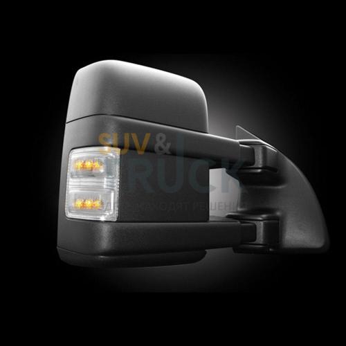 Ford 08-16 F250/F350 Superduty Side Mirror Lenses (2-Piece Set) w/ AMBER LED Running Lights & Turn Signals - Clear Lens