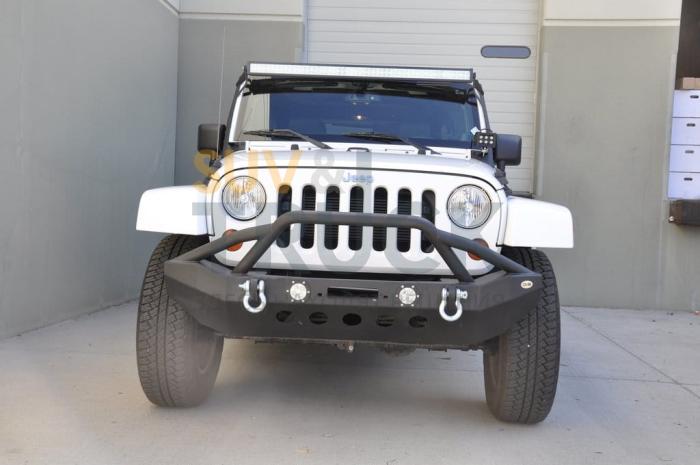 Steel Mid Front Bumper 08 w/ LED Lights for 07-17 Jeep Wranglers