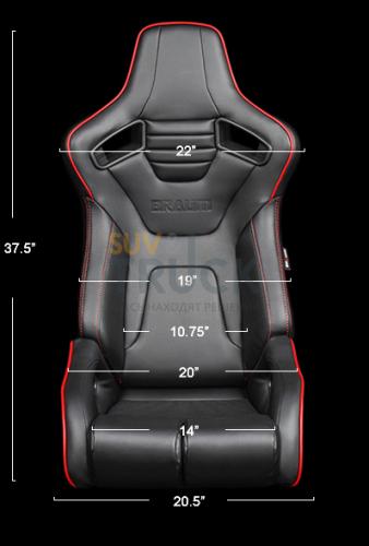 Спортивные сиденья анатомические серии Elite-R черные с красной строчкой и отделкой