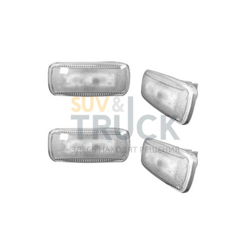 Dodge 10-17 RAM Dually Fender Lenses (4-Piece Set) w/ 2 Red LED Lights & 2 Amber LED Lights - Clear Lens w/ Chrome Trim