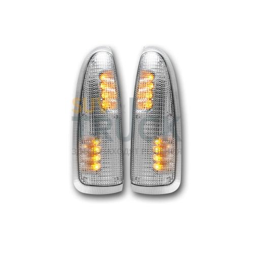 Ford 03-07 F250/F350 Superduty & Excursion Side Mirror Lenses (2-Piece Set) w/ AMBER LED Running Lights & Turn Signals - Clear Lens