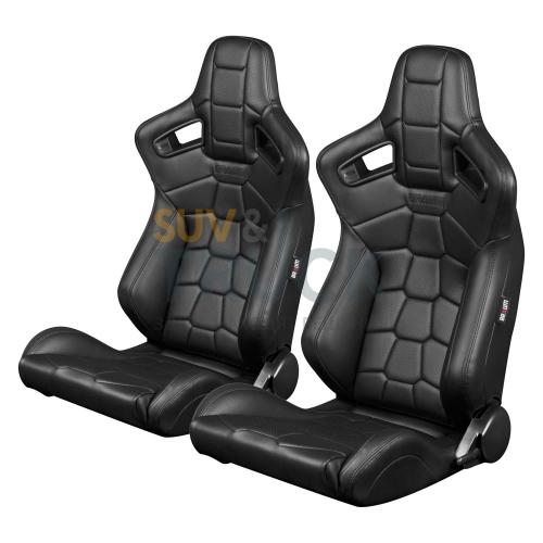 Спортивные сиденья анатомические серии Elite-X Series Sport Seats - Komodo Edition | Black Leatherette (Black Stitching)
