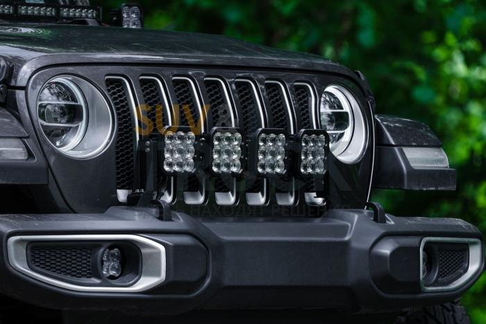 Комплект LED-балка желтая SS5 Sport CrossLink с кронштейнами на решетку радиатора Jeep Wrangler, Combo