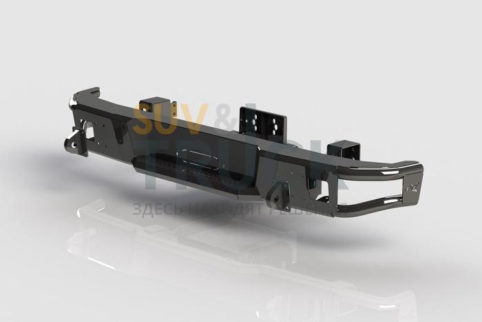 Задний силовой бампер BMS ALFA для УАЗ Патриот 2016-18, покрытие Line-X