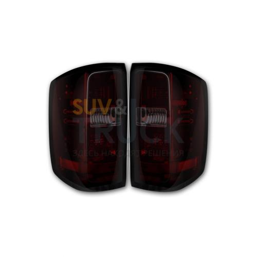 Chevy Silverado 14-17 1500/2500/3500 (Replaces Factory OEM Halogen Tail Lights ONLY - Also Fits GMC Sierra 15-17 Dually Body Style with Factory OEM Halogen Tail Lights ONLY) OLED TAIL LIGHTS - Dark Red Smoked Lens