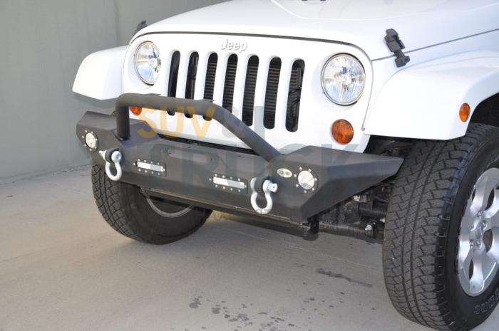 Steel Mid Front Bumper 07 w/ LED Lights for 07-17 Jeep Wranglers