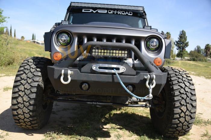 Steel Stubby Front Bumper 15 w/ Fog Lights for 07-17 Jeep Wrangler