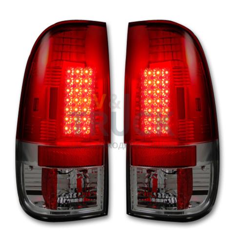 Ford Superduty F250HD/350/450/550 99-07 & F150 97-03 Straight aka "Style" Side LED Tail Lights - Red Lens