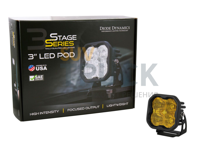 Противотуманная LED-фара SS3 MAX свет SAE/DOT с янтарной подсветкой
