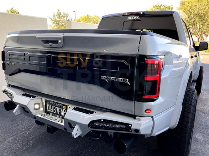 Ford F150 15-17 & RAPTOR 17-18 (Replaces OEM LED Style Tail Lights w Blind Spot Warning System) OLED TAIL LIGHTS - Dark Red Smoked Lens
