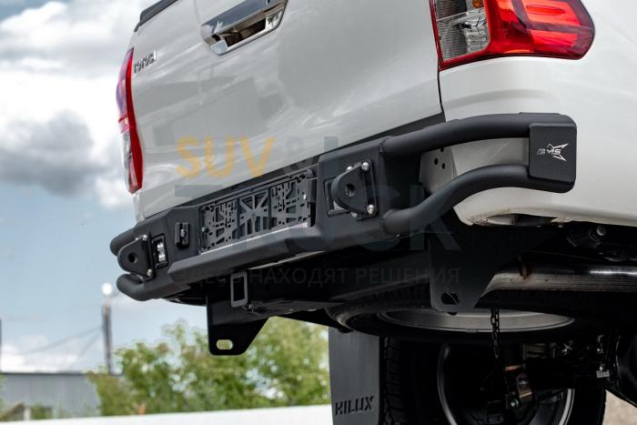Задний силовой бампер BMS ALFA для Toyota Hilux REVO 2015+, покрытие Line-X + цинкование
