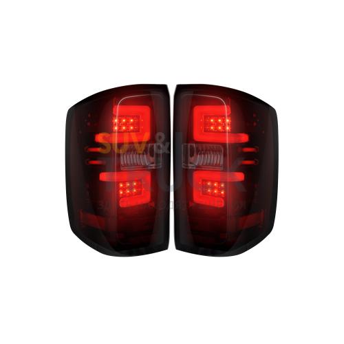 Chevy Silverado 14-17 1500/2500/3500 (Replaces Factory OEM Halogen Tail Lights ONLY - Also Fits GMC Sierra 15-17 Dually Body Style with Factory OEM Halogen Tail Lights ONLY) OLED TAIL LIGHTS - Dark Red Smoked Lens