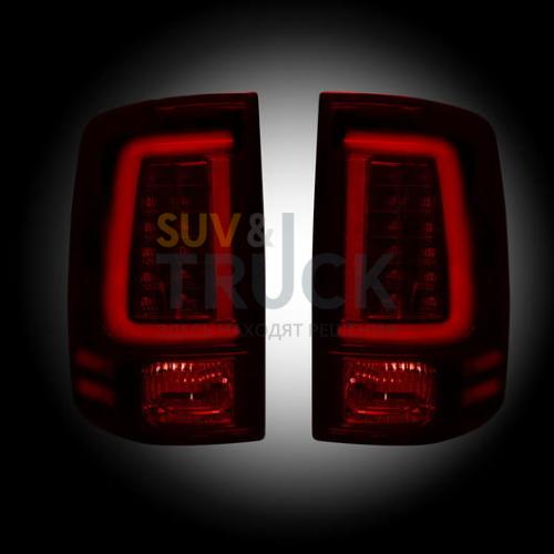 Dodge 09-14 RAM 1500 & 10-14 RAM 2500/3500 OLED TAIL LIGHTS (Replaces Factory OEM Halogen Tail Lights) - Dark Red Smoked Lens