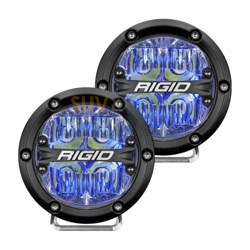 Фары RIGID 360 Серия 4″ Водительский свет - синяя подсветка