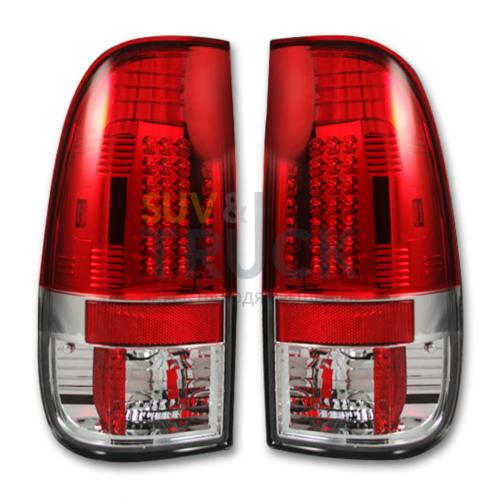 Ford Superduty F250HD/350/450/550 99-07 & F150 97-03 Straight aka "Style" Side LED Tail Lights - Red Lens