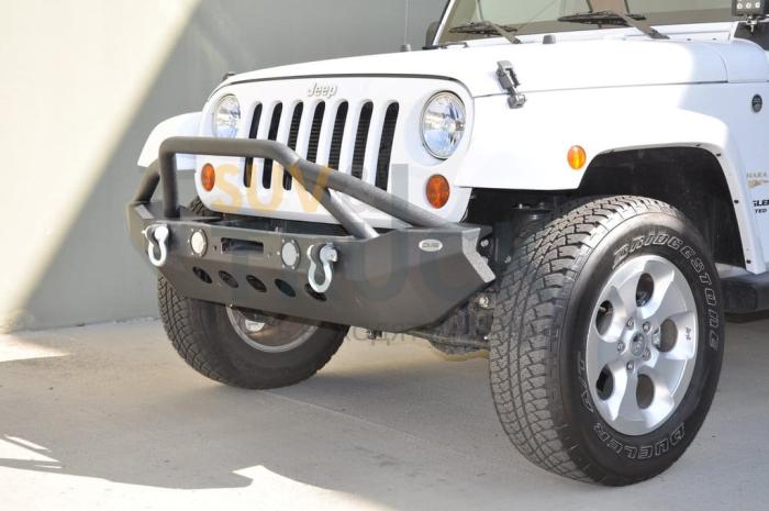 Steel Mid Front Bumper 08 w/ LED Lights for 07-17 Jeep Wranglers