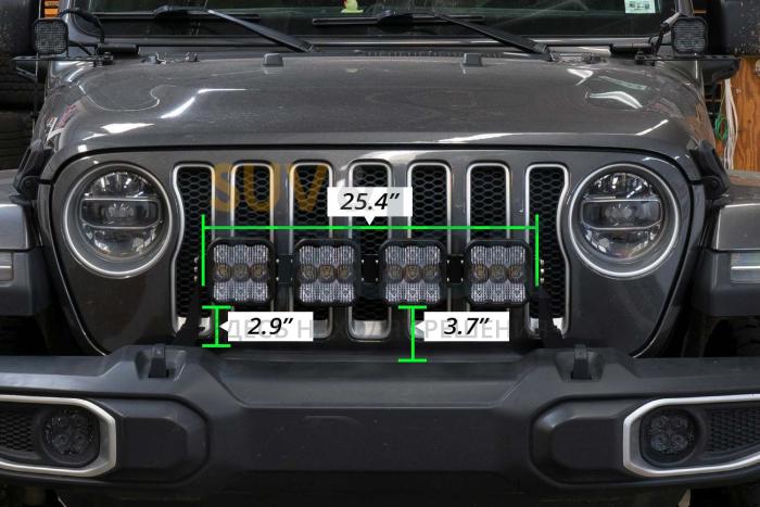 Комплект LED-балка желтая SS5 Pro CrossLink с кронштейнами на решетку радиатора Jeep Wrangler, Combo