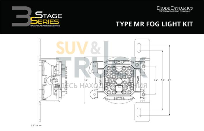 Комплект противотуманных белых LED-фар SS3 SAE Max MR с кронштейнами