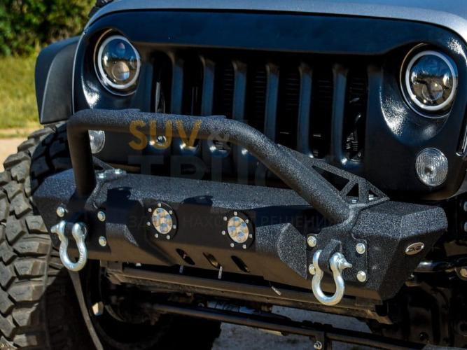 Steel Mid Front Bumper 11 w/ LED Lights for 07-17 Jeep Wrangler