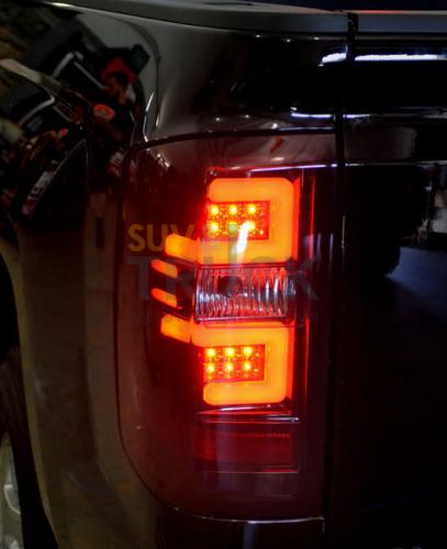 Chevy Silverado 14-17 1500/2500/3500 (Replaces Factory OEM Halogen Tail Lights ONLY - Also Fits GMC Sierra 15-17 Dually Body Style with Factory OEM Halogen Tail Lights ONLY) OLED TAIL LIGHTS - Dark Red Smoked Lens