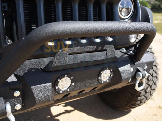 Steel Mid Front Bumper 11 w/ LED Lights for 07-17 Jeep Wrangler