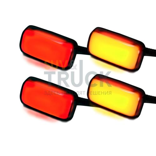 GMC & Chevy 15-17 Sierra & Silverado (3rd GEN) Dually Fender Lenses (4-Piece Set) w/ 2 Red LED Lights & 2 Amber LED Lights - Clear Lens w/ Chrome Trim