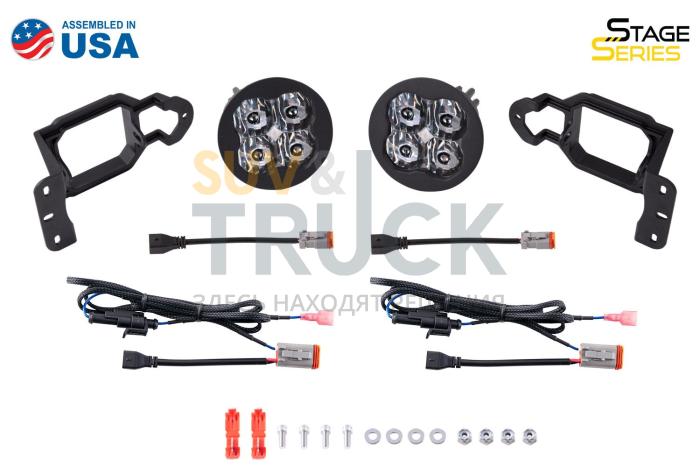 Комплект противотуманных янтарных LED-фар SS3 Pro MS с кронштейнами