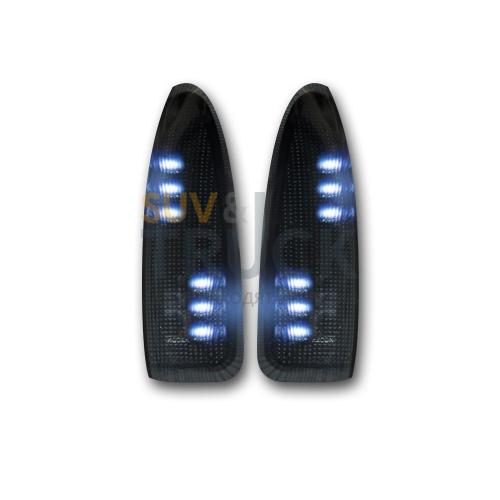 Ford 03-07 F250/F350 Superduty & Excursion Side Mirror Lenses (2-Piece Set) w/ WHITE LED Running Lights & Turn Signals - Smoked Lens