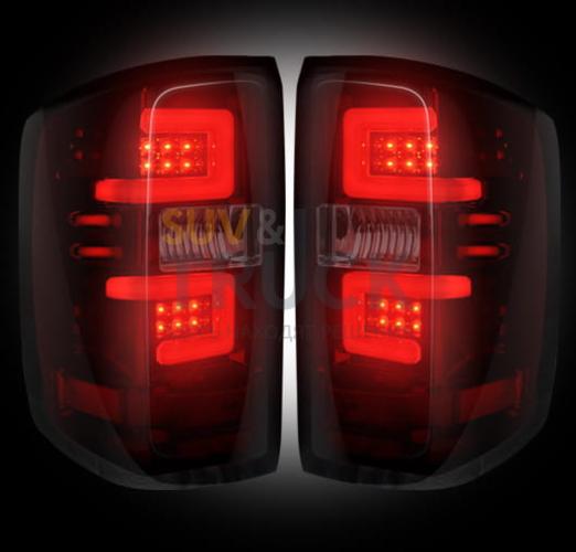 Chevy Silverado 16-17 1500/2500/3500 (Replaces Factory OEM LED Tail Lights ONLY - Also Fits GMC Sierra 15-17 Dually Body Style with Factory OEM LED Tail Lights ONLY) OLED TAIL LIGHTS - Dark Red Smoked Lens